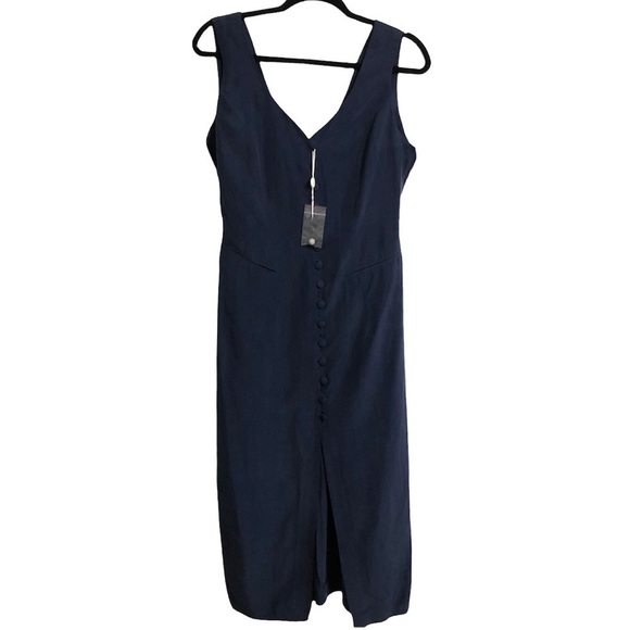 Dine front button up slit back tie midi dress - Picture 1 of 7